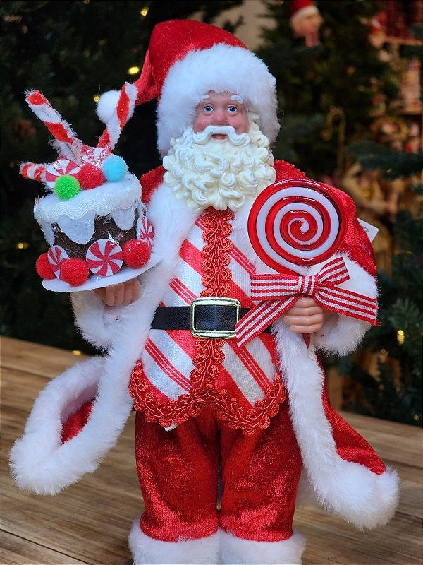Papai Noel Com Bolo Colecionável - 27,5cm - Casa de Paetê