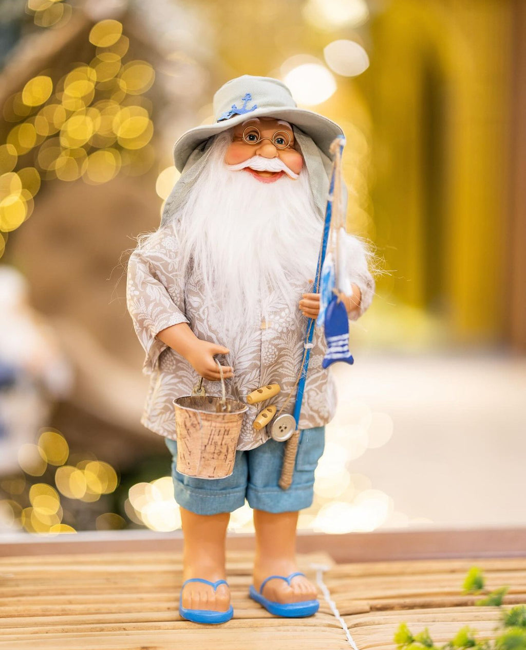 Papai Noel em Pé Pescador - 40cm