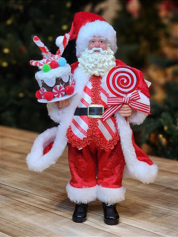 Papai Noel Com Bolo Colecionável - 27,5cm - Casa de Paetê