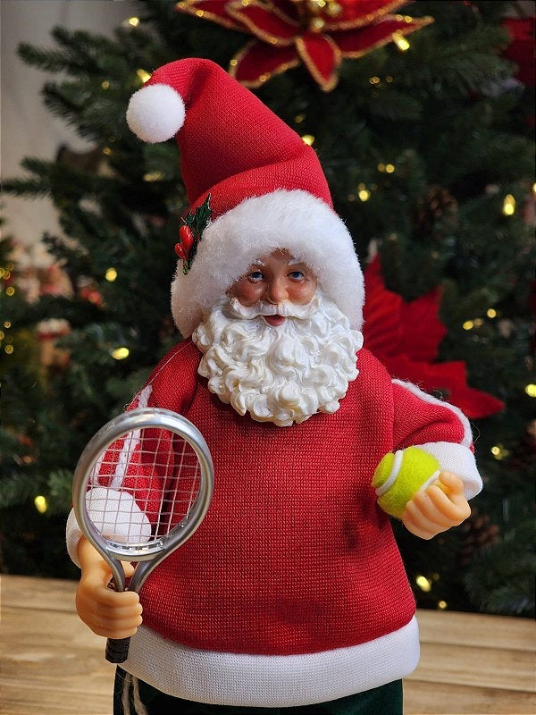 Papai Noel Jogando Tenis - 30cm - Casa de Paetê