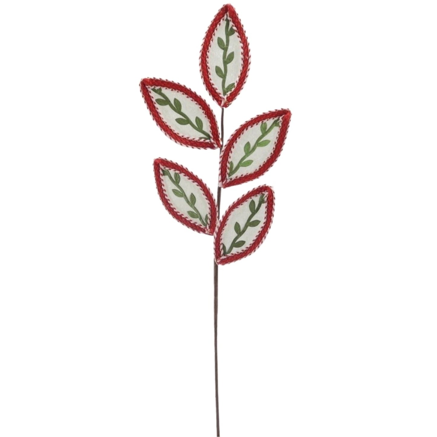Galho Folha Branco e Vermelho - 53CM