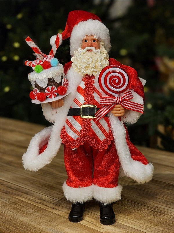 Papai Noel Com Bolo Colecionável - 27,5cm - Casa de Paetê