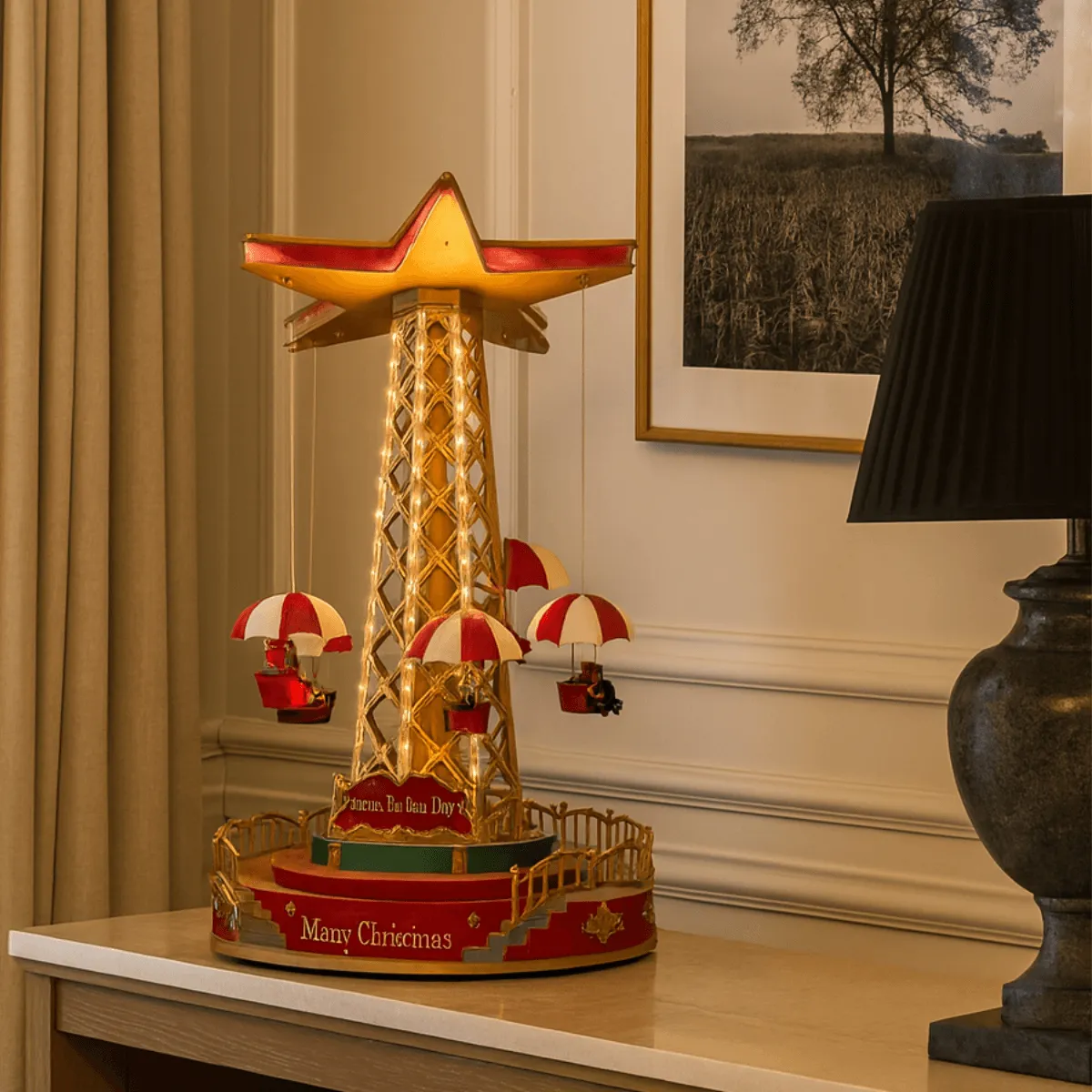 Torre Paraquedas Cenario Natalino Parque De Diversões Luz e Movimento