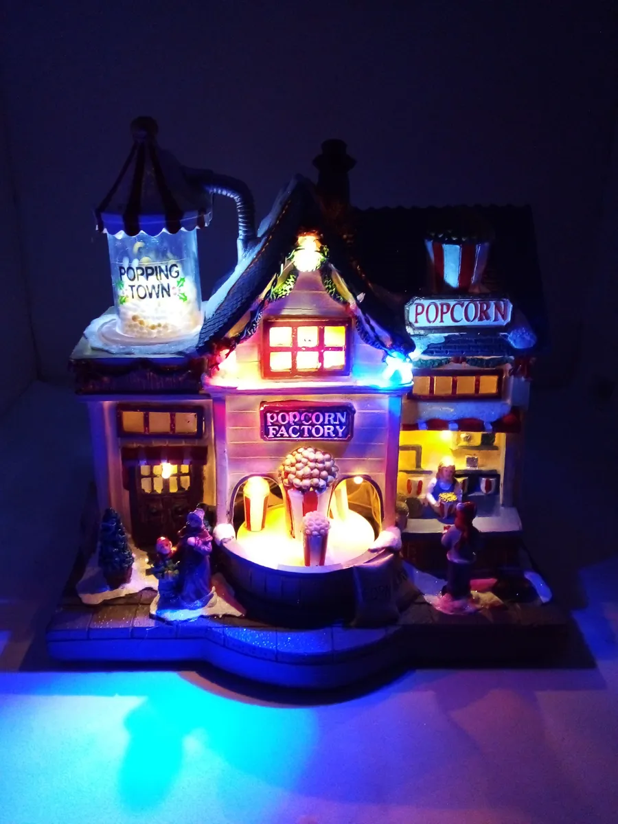 Vila Natalina Cenário Natal Fabrica Pipoca Luz Som e Movimento