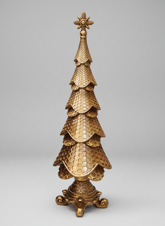 Árvore de Mesa Natal Dourada Luxo 51cm