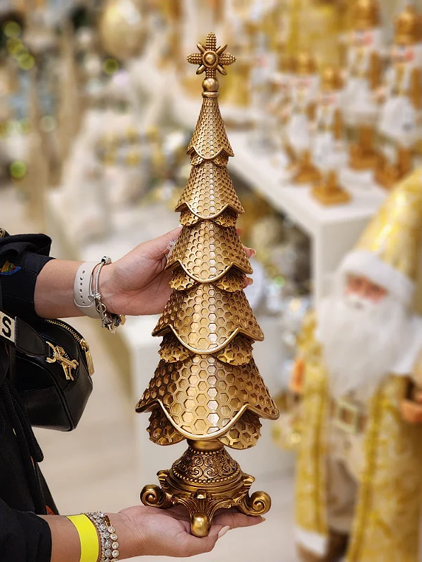 Árvore de Mesa Natal Dourada Luxo 51cm