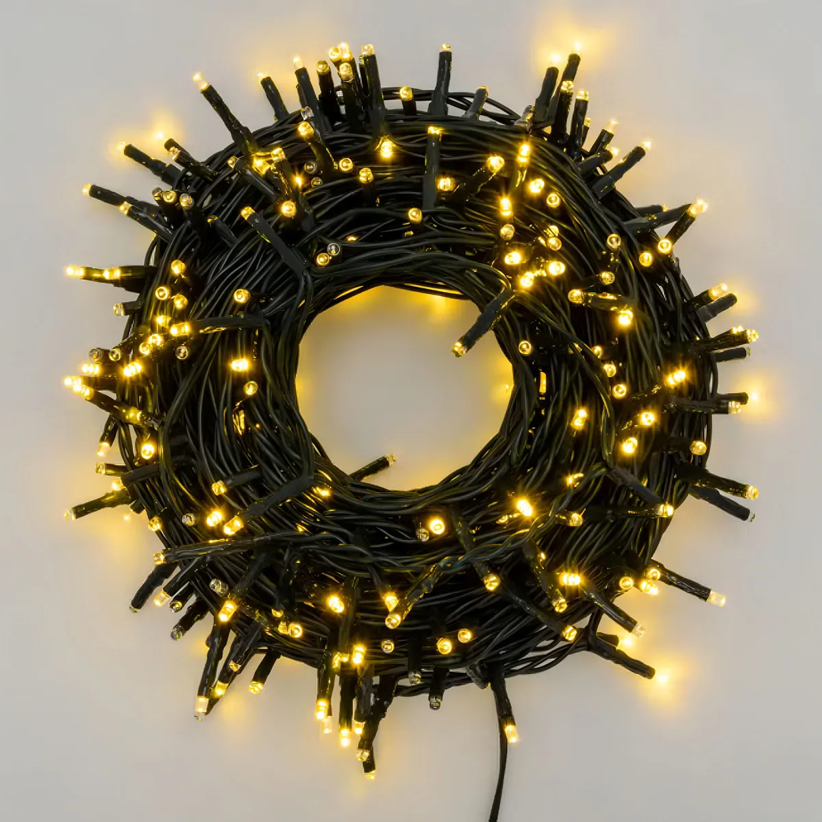 Cordão Pisca 500 Led Bivolt Fio Verde c/ Strobo (Branco Quente) 10m