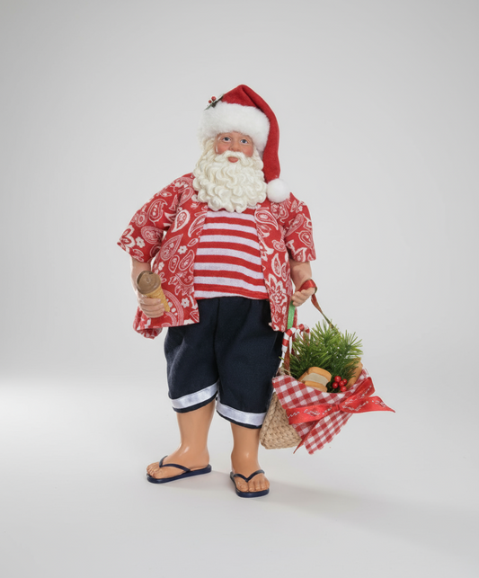 Papai Noel Tropical com Cesta Natalina