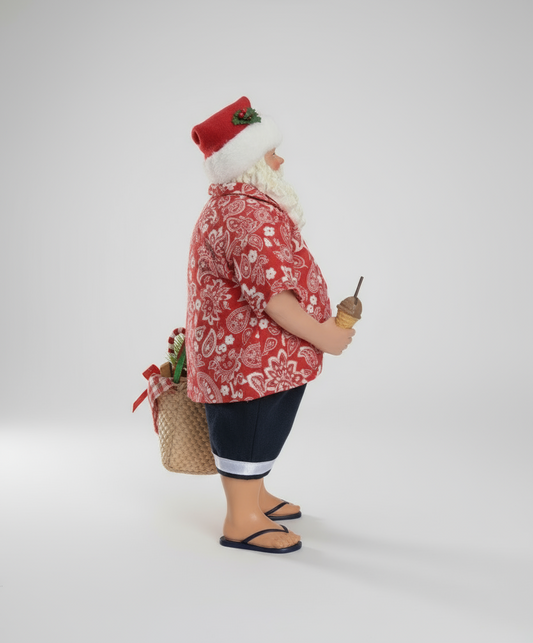 Papai Noel Tropical com Cesta Natalina