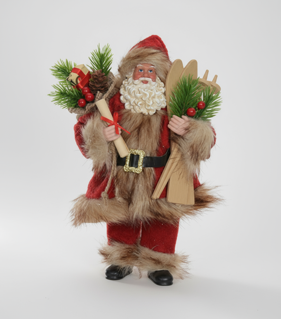 Papai Noel Rústico Luxo Colecionável 28cm