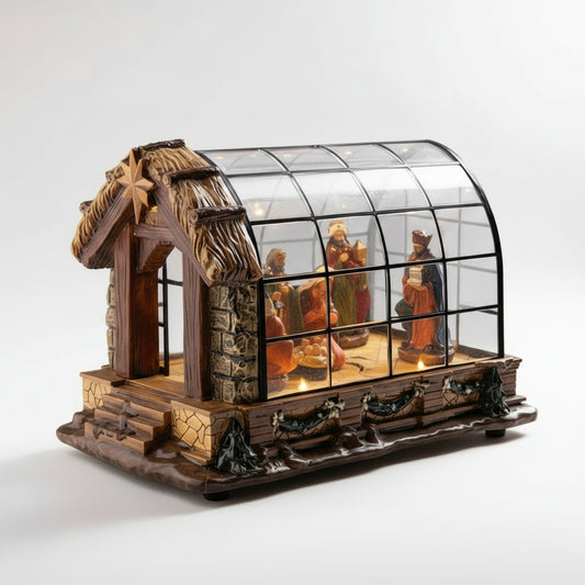 presepio natalino com som e led casa de paete