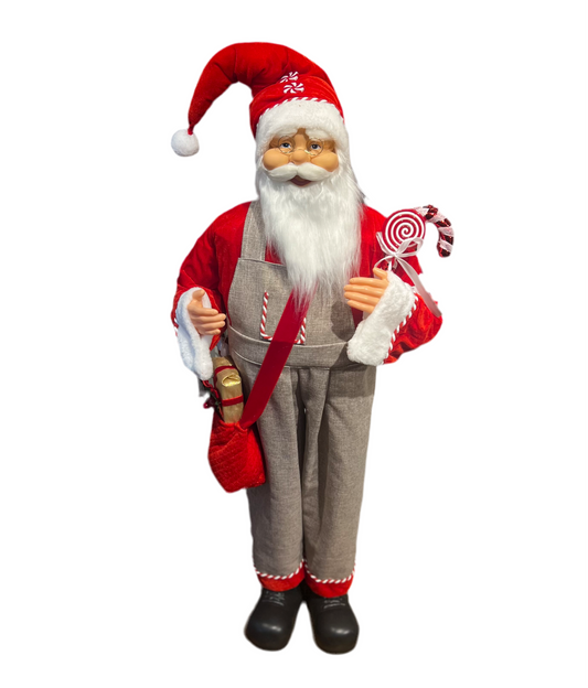 Papai Noel Com Presentes Vermelho e Bege - 120cm