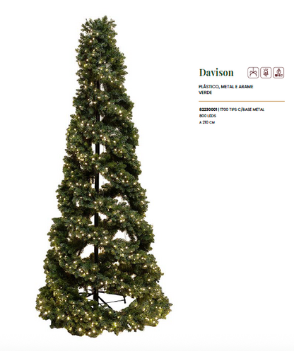 Árvore de Natal Davison 1700 tips e 800 LEDs - 2,1m