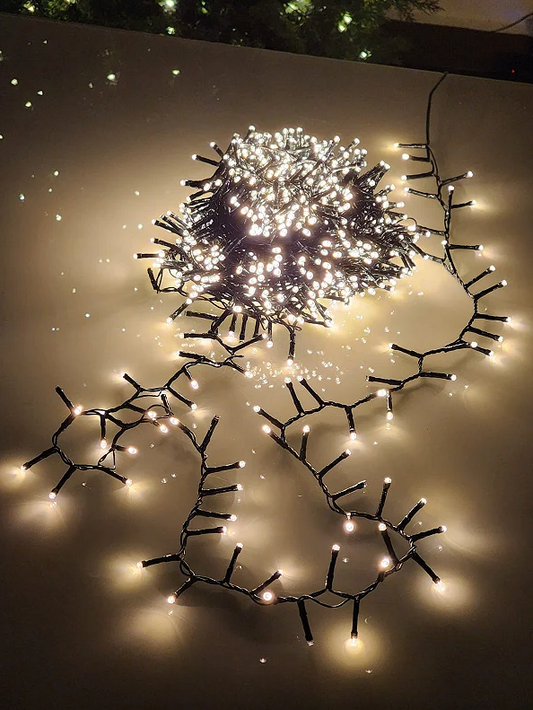 Cordão Pisca 1000 Led Bivolt Fio Verde c/ Strobo (Branco Quente) 20m