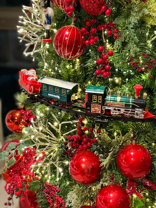 Trem Árvore de Natal Elétrico Flutuante com Som e Led se