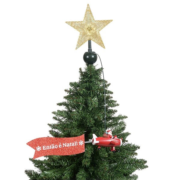 Ponteira para Árvore de Natal Avião com Movimento - Casa de Paetê