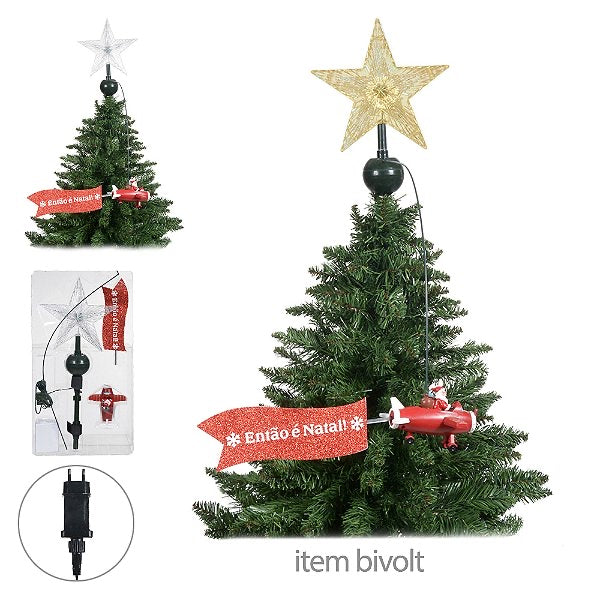 Ponteira para Árvore de Natal Avião com Movimento - Casa de Paetê