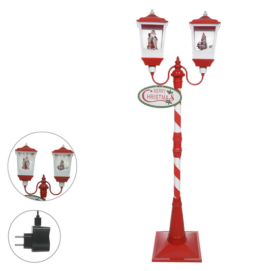 Cenário Poste Natal Duplo Animado com Som e Neve  - 1,79m