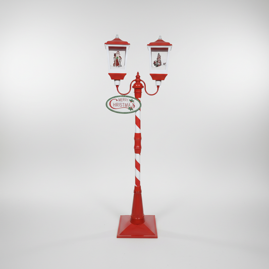 Cenário Poste Natal Duplo Animado com Som e Neve  - 1,79m