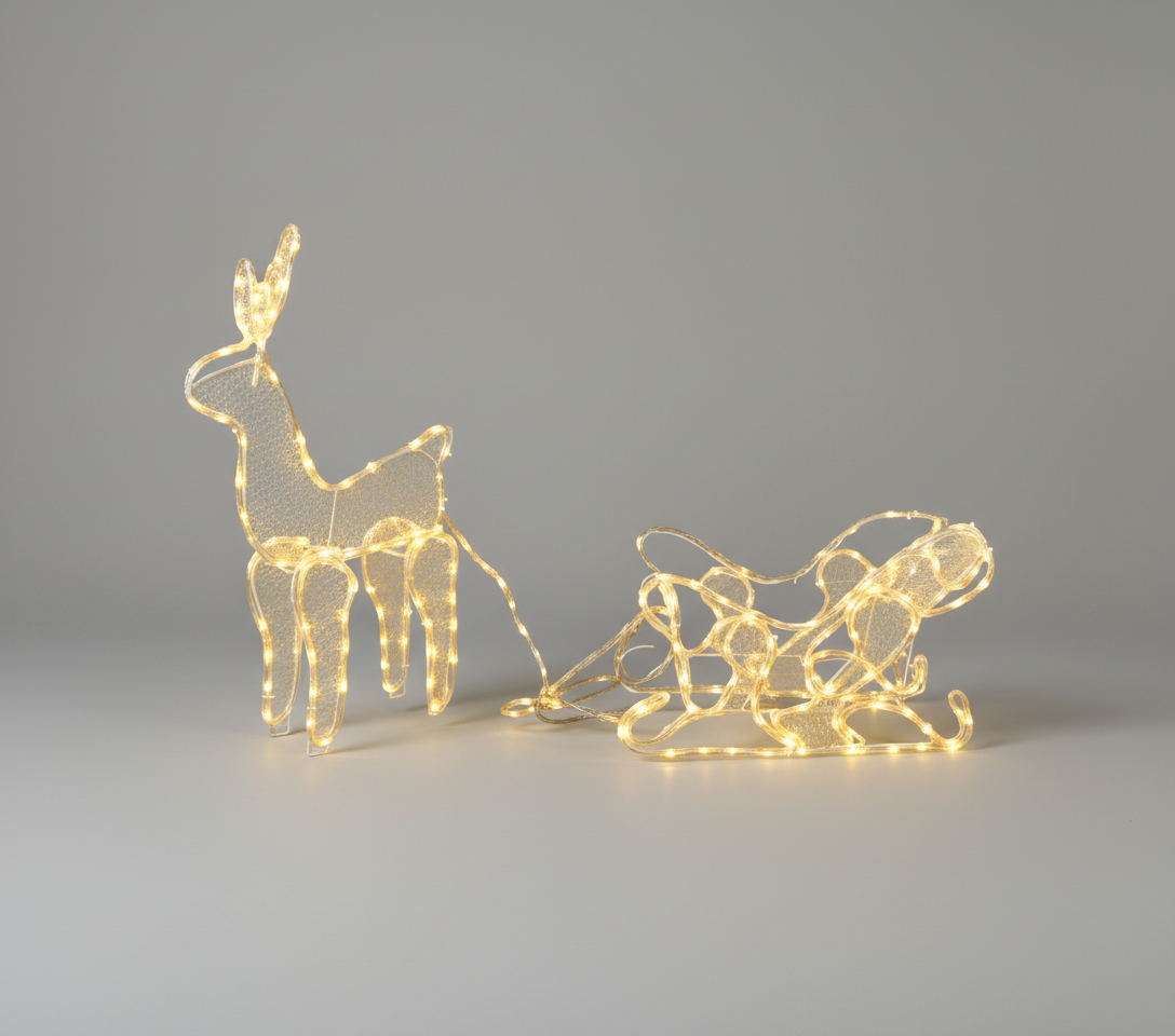 Rena com Trenó de Strobo (Branco Quente) 220v - 150x60cm