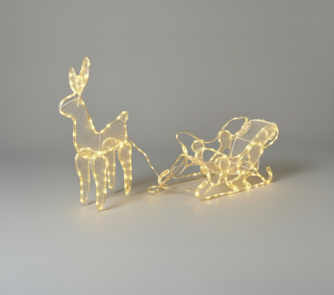 Rena com Trenó de Strobo (Branco Quente) 220v - 150x60cm