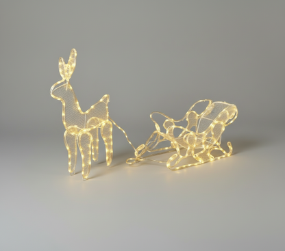 Rena com Trenó de Strobo (Branco Quente) 220v - 150x60cm