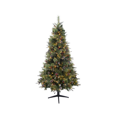Árvore de Natal Girátoria com Berry e Pinha 1360 Tips 400 Led