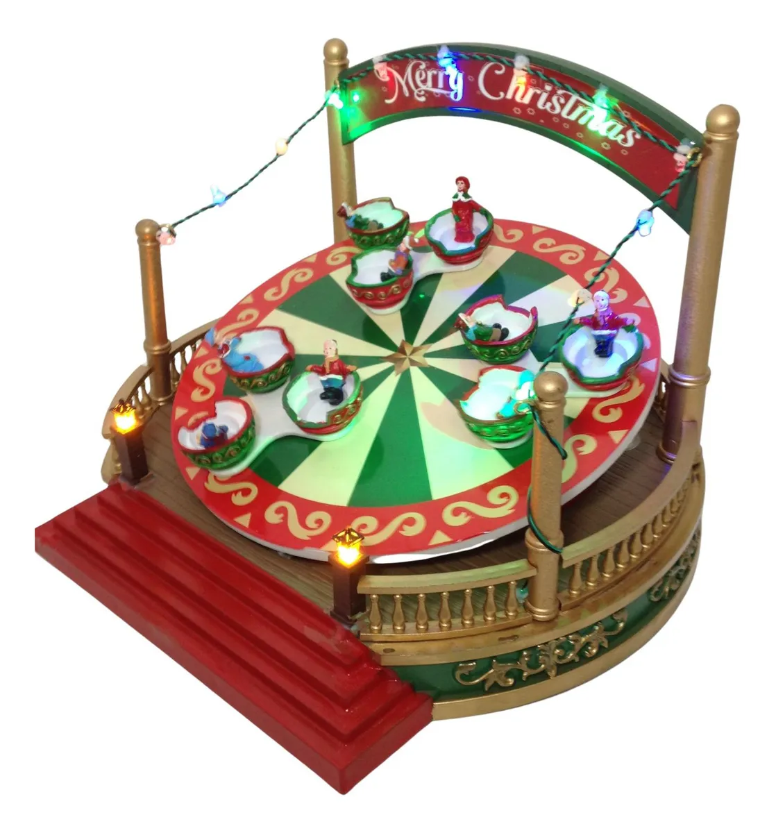 Carrossel Natalino Xícara Maluca com Luz e Movimento – Decoração de Natal Musical